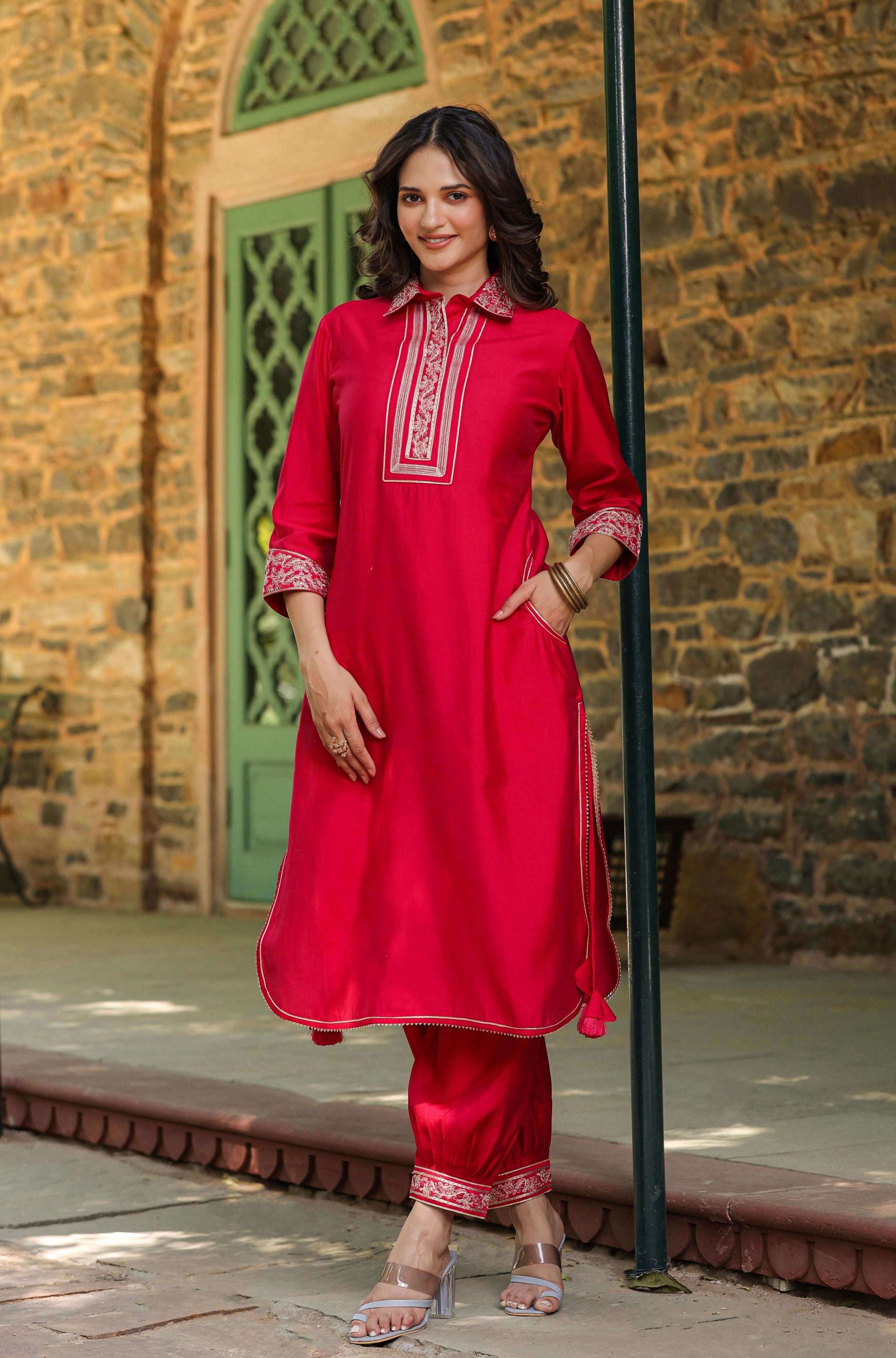 Pink Hue Modal Chanderi Pathani Co-Ord Set