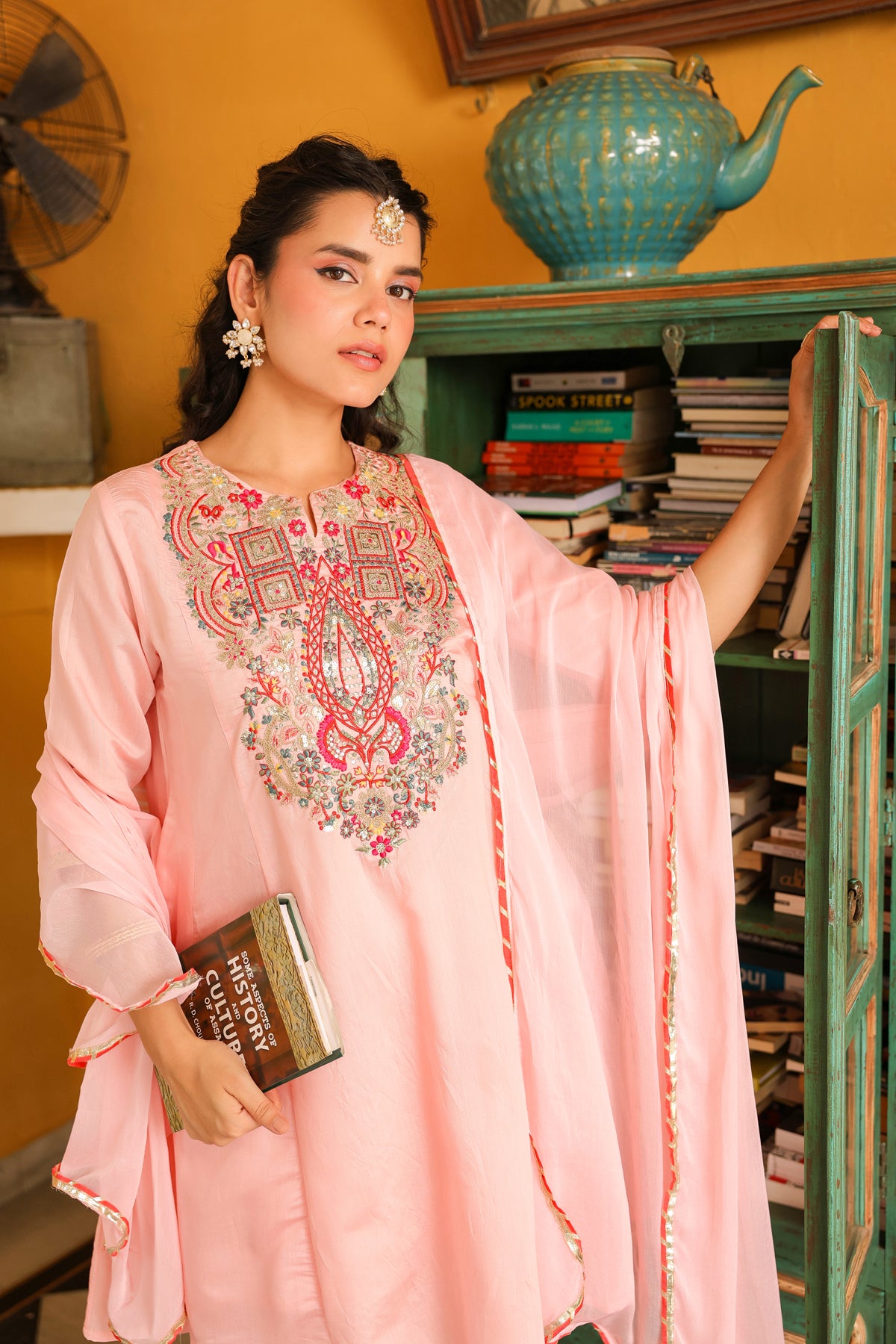 Pink Chanderi Silk Embroidered Suit Set
