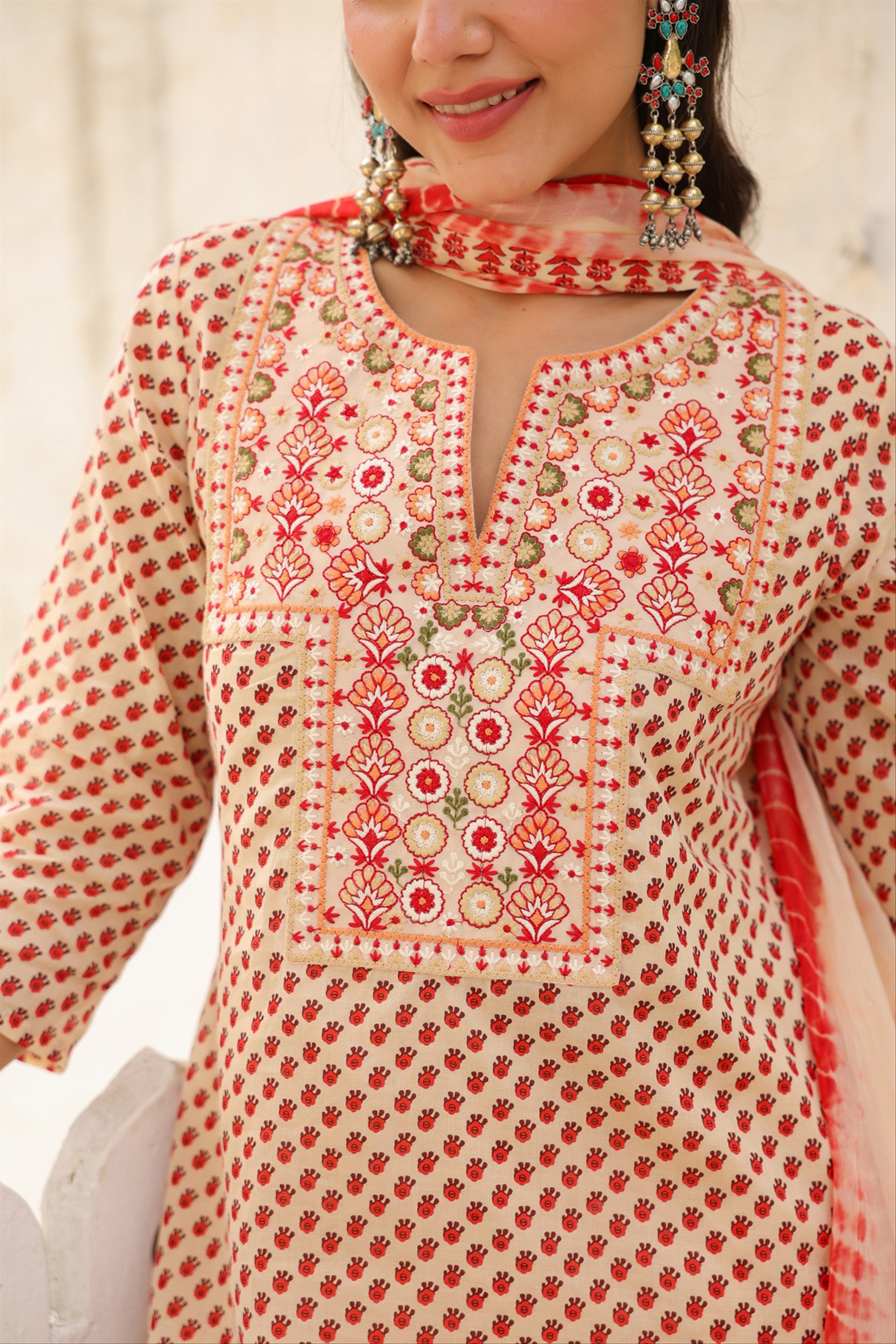 Maroon Mulmul Printed-Embroidered Sharara Set