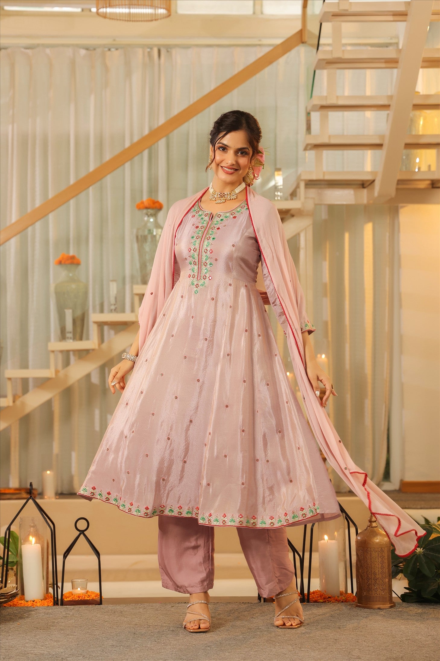 Shop Lavender Shimmer Tissue Embroidered Anarkali Suit Set | Scakhi SCAKHI Shop Lavender Shimmer Tissue Embroidered Anarkali Suit Set | Scakhi SCAKHI