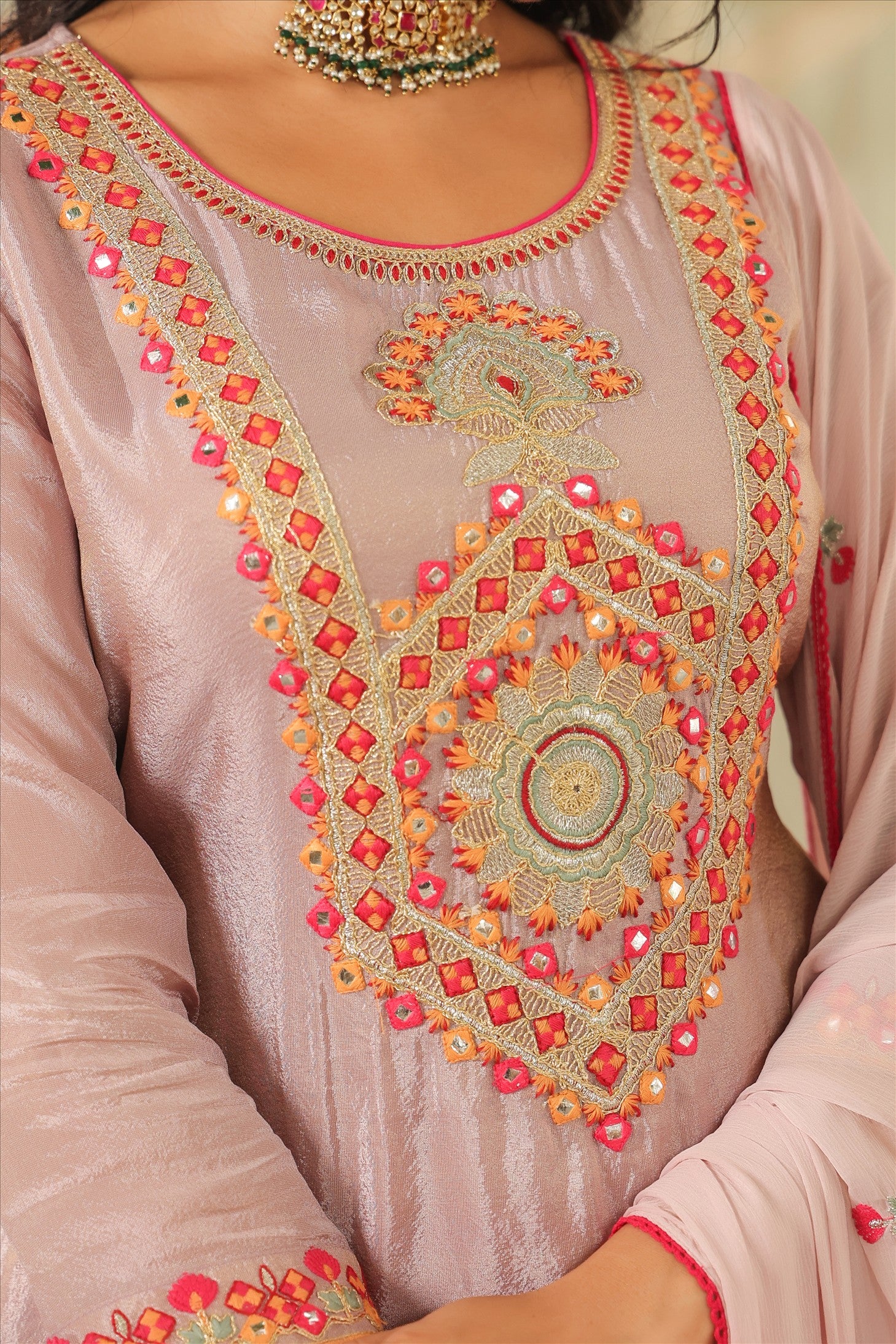 Lavender Shimmer Tissue Embroidered Sharara Set