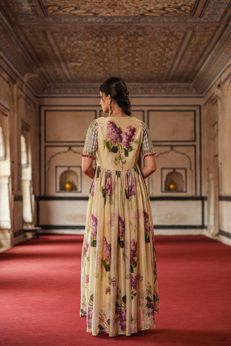 Rangoon Butterfly Readymade Chinon Silk Dress