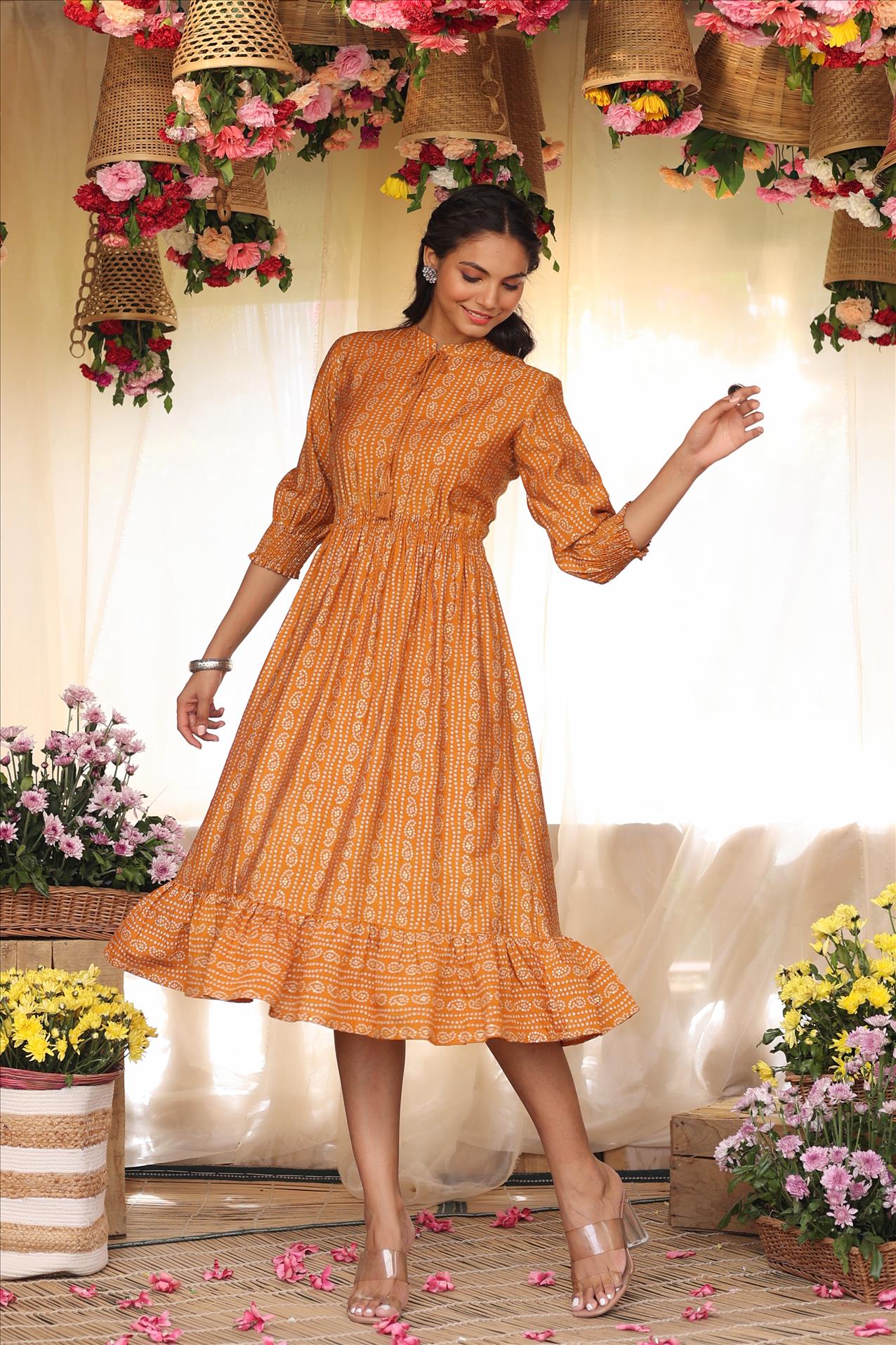 Bandhani Print Dress (D1281) | Palkhi