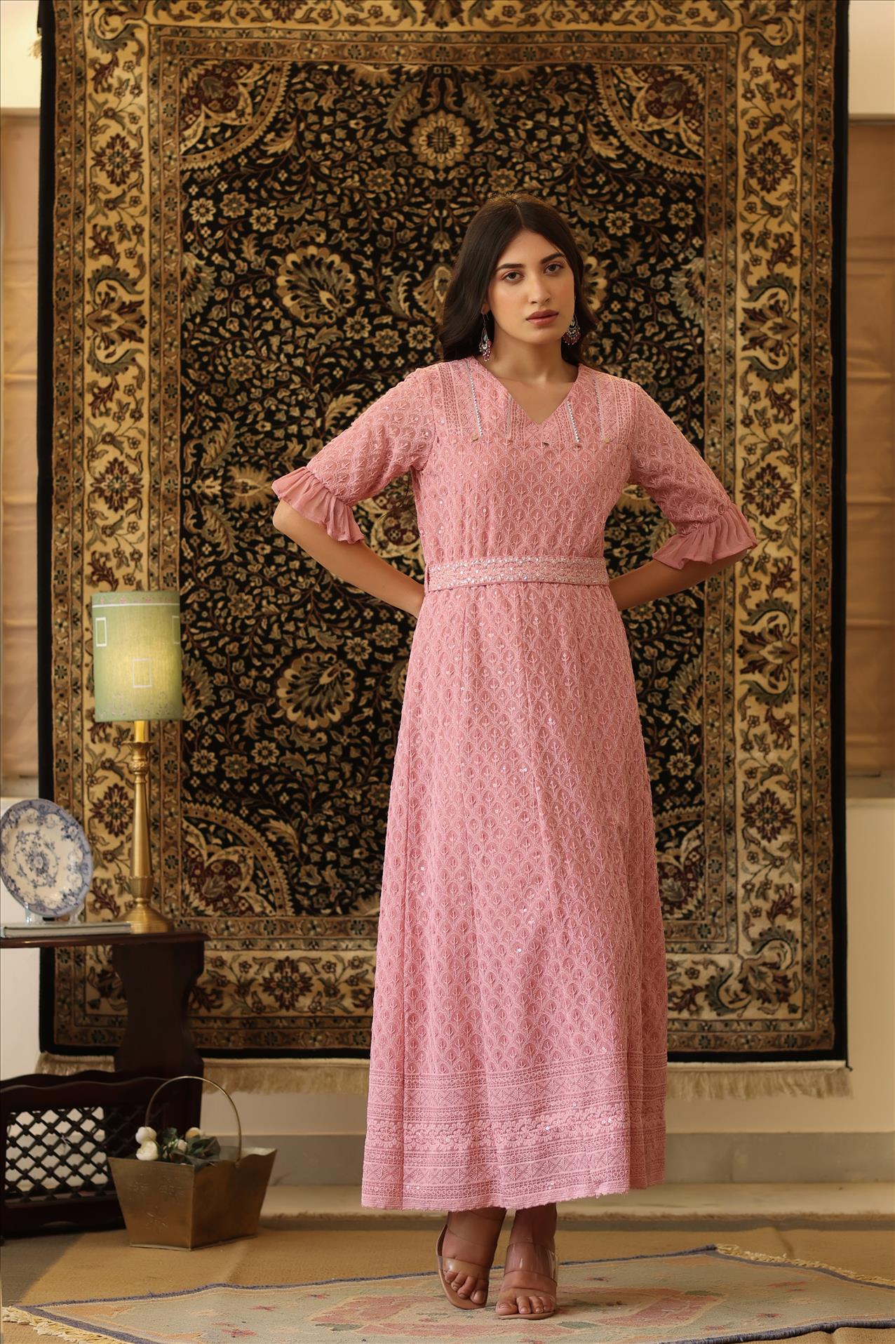 Chikankari anarkali outlet kurta