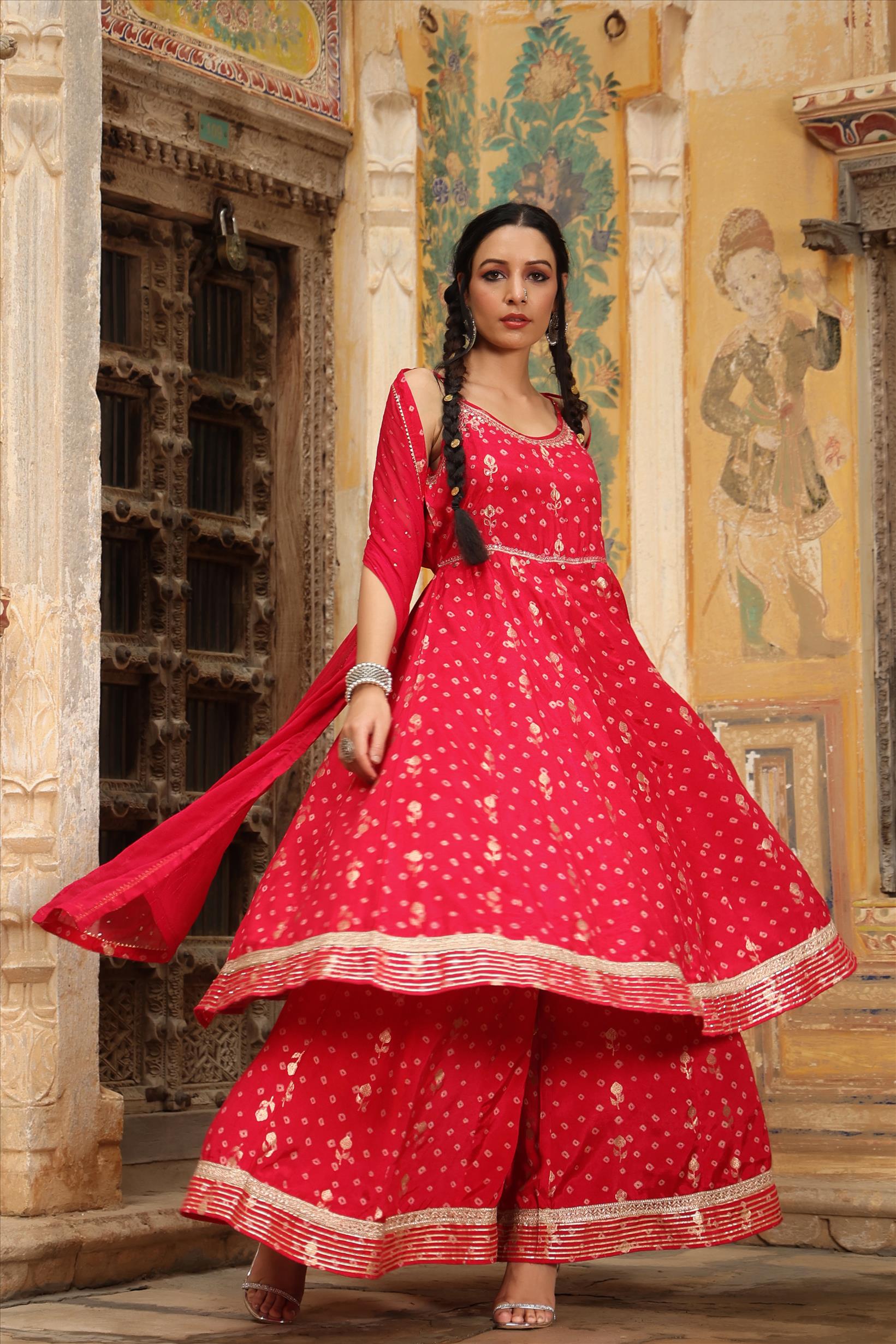 Bandhani sales anarkali kurti