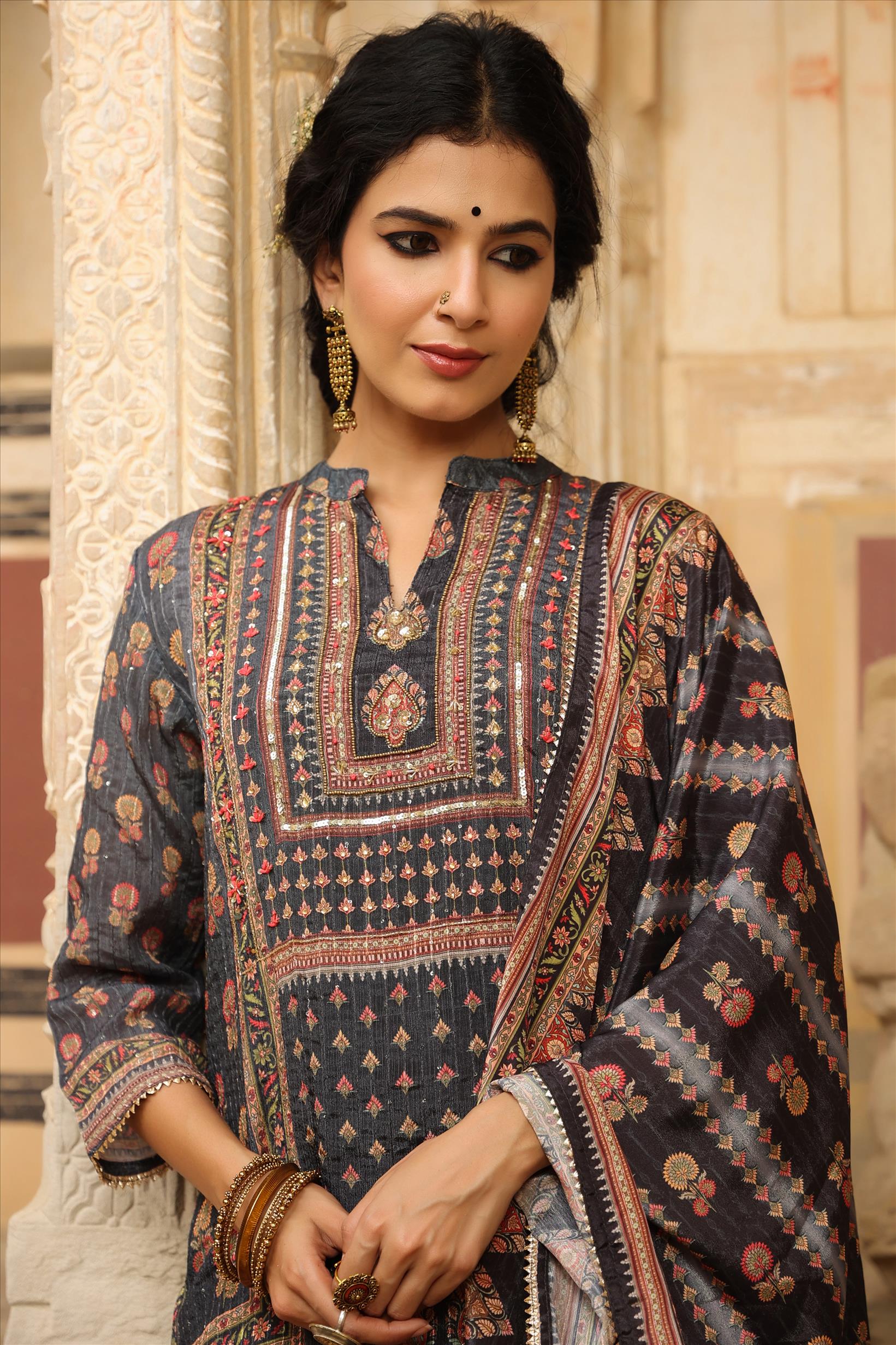 Buy Casual Wear White Crochet Work Jecard Banarasi Dress Material Online  From Surat Wholesale Shop.