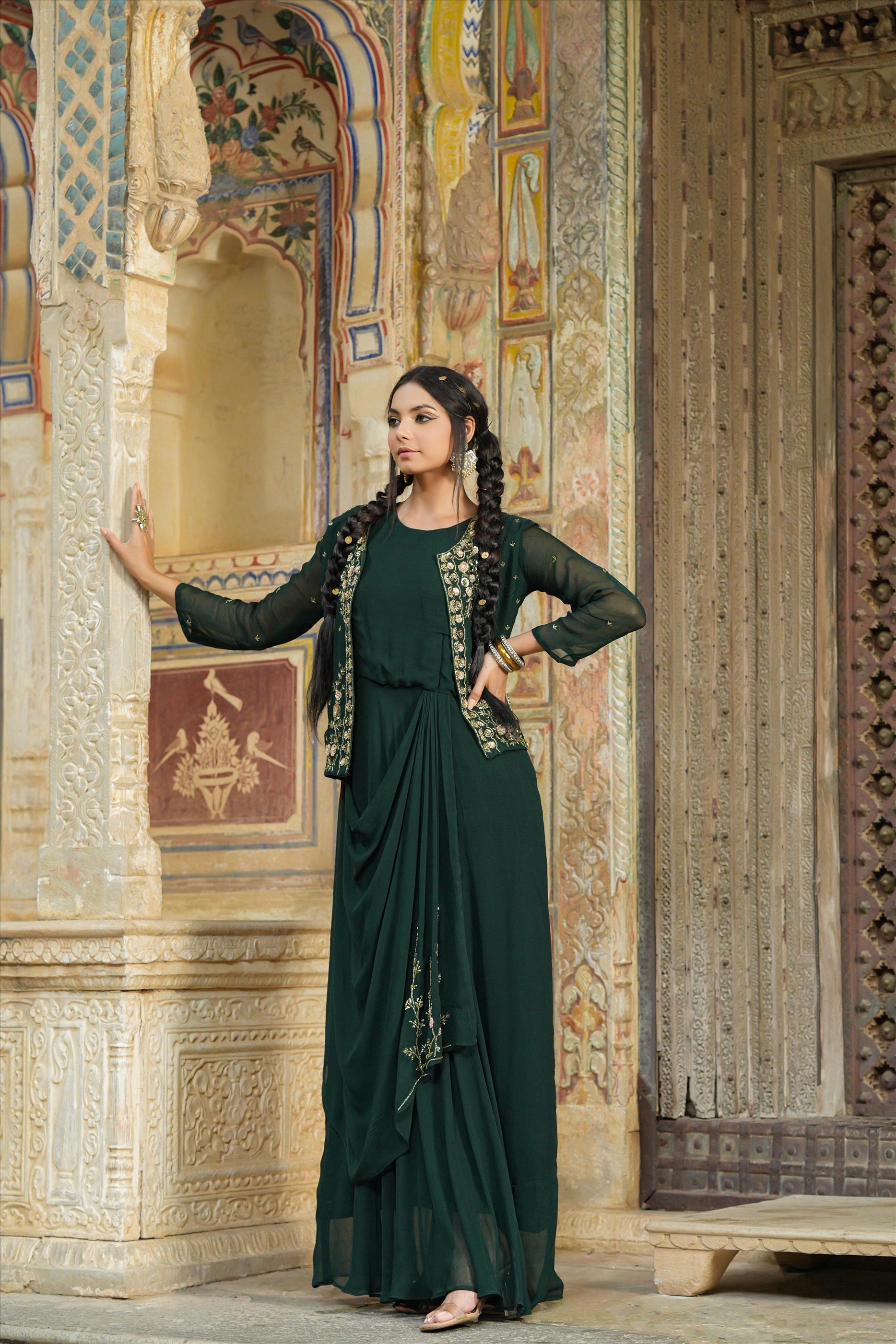 Wine Ruffle Lehenga Sari georgette Sari Sequins Embroidery Saree Bollywood  Dress | eBay