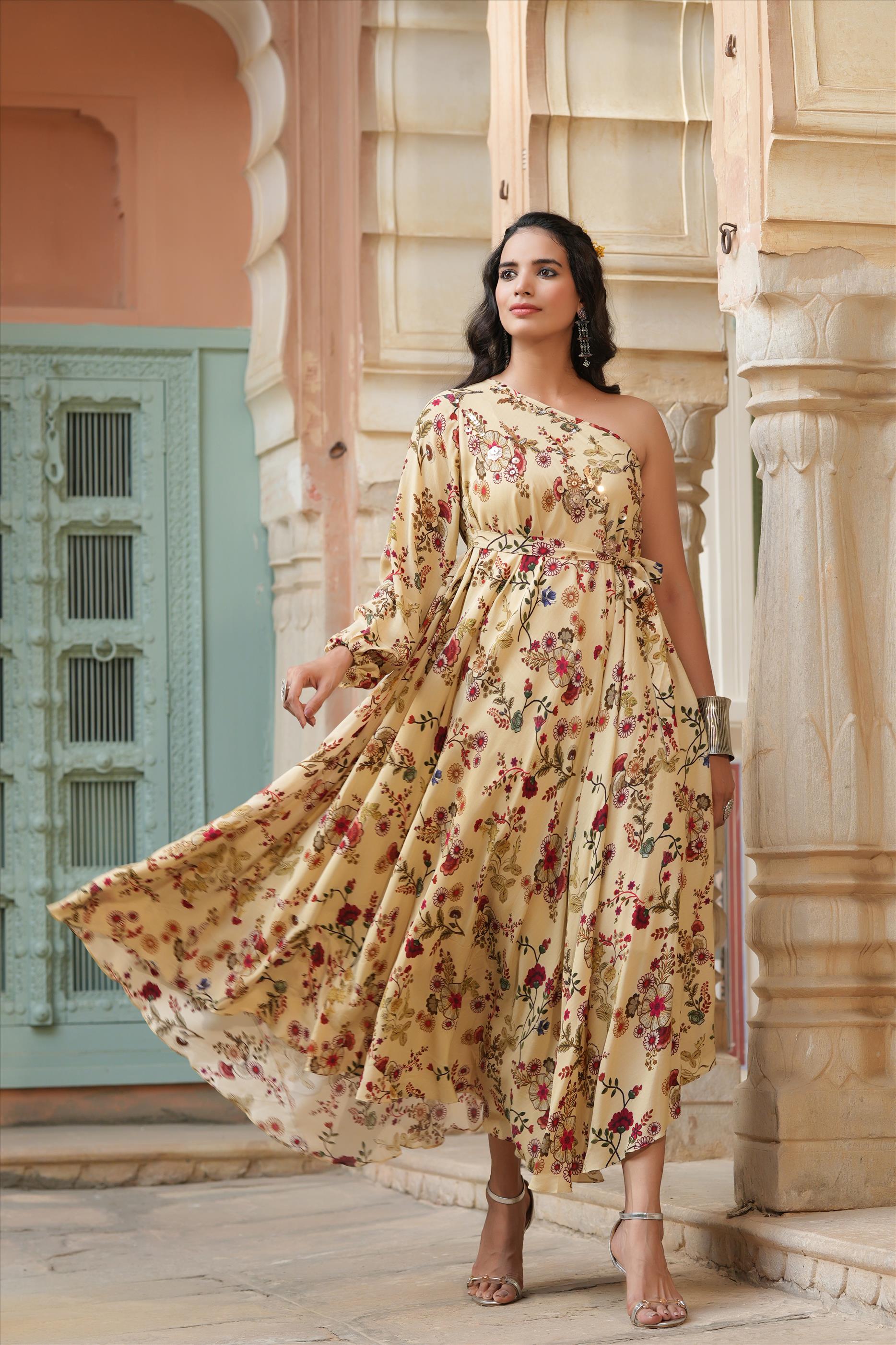 Kamini One Shoulder Asymmetrical Dress – Swati Vijaivargie