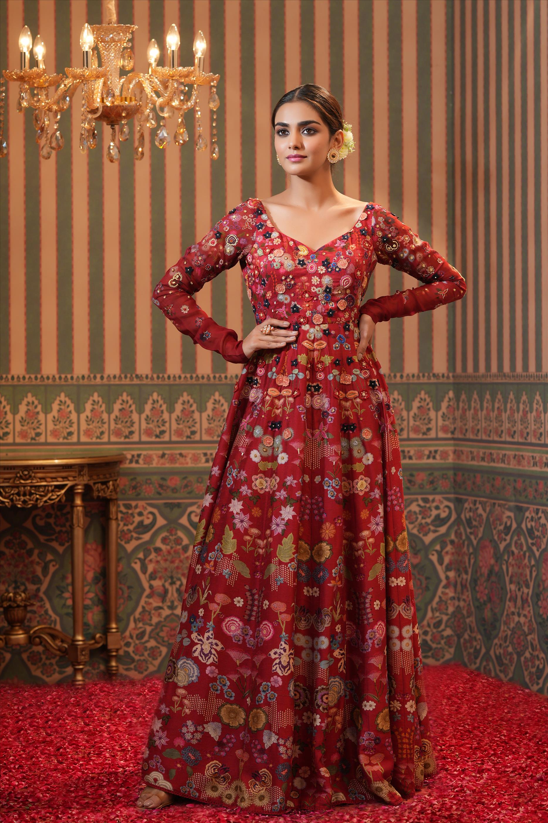 Buy Women's Floral Print Anarkali Dress & Dupatta Set - Juniper Online at  Best Price | Trendia.