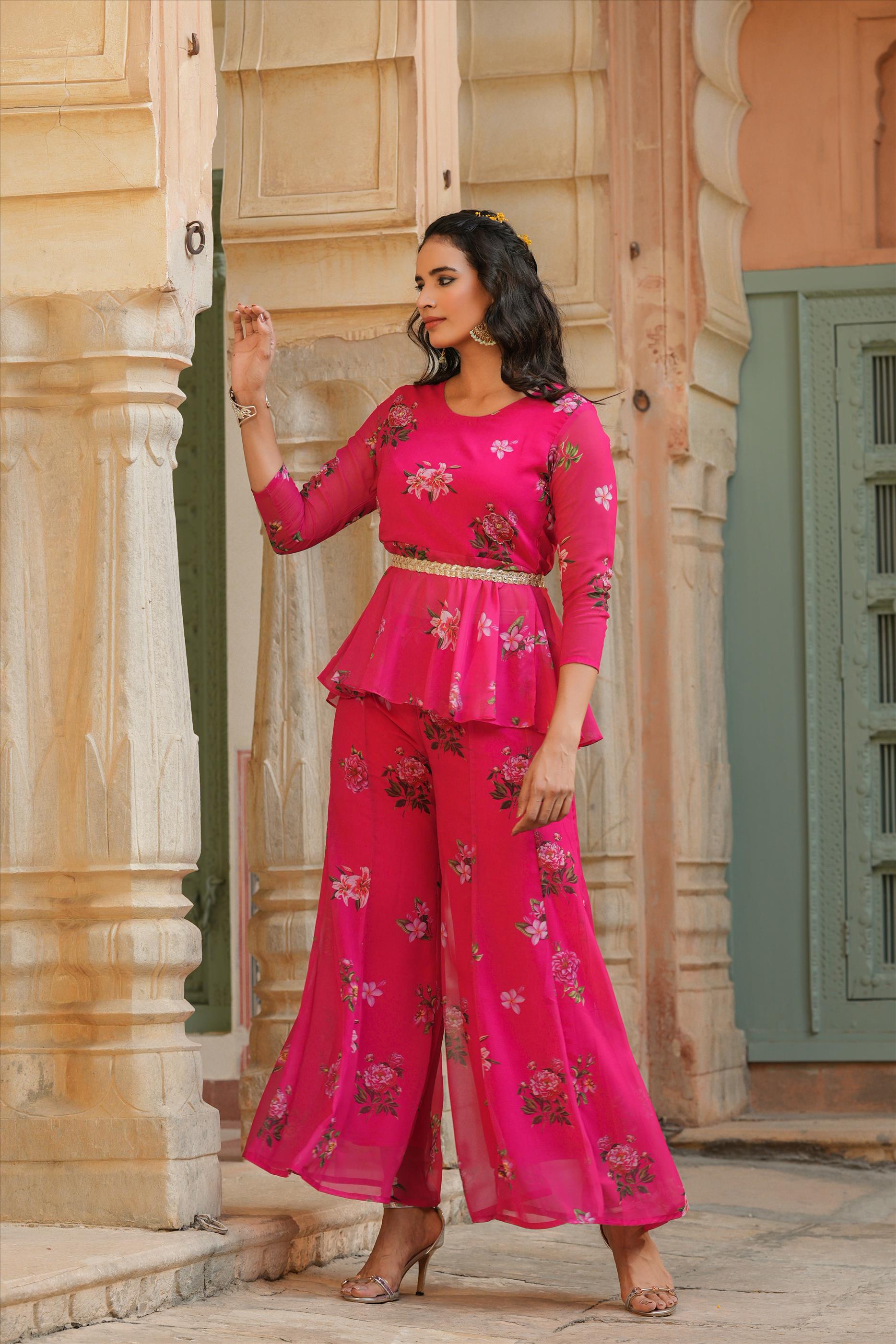 Ladyline Pure Cotton Gota Patti Lace Kurta with Palazzo Pants India | Ubuy