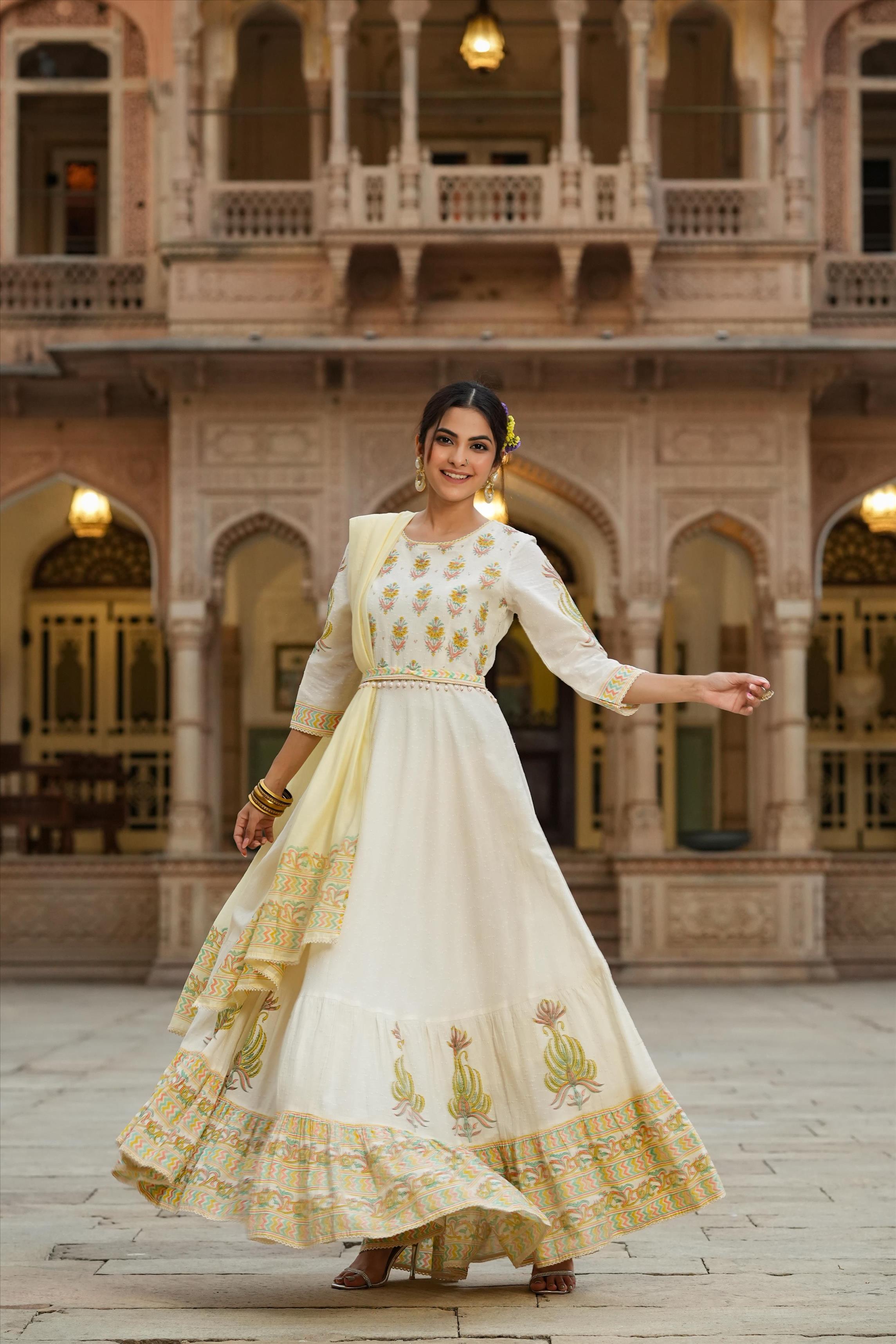 Off white anarkali dress best sale