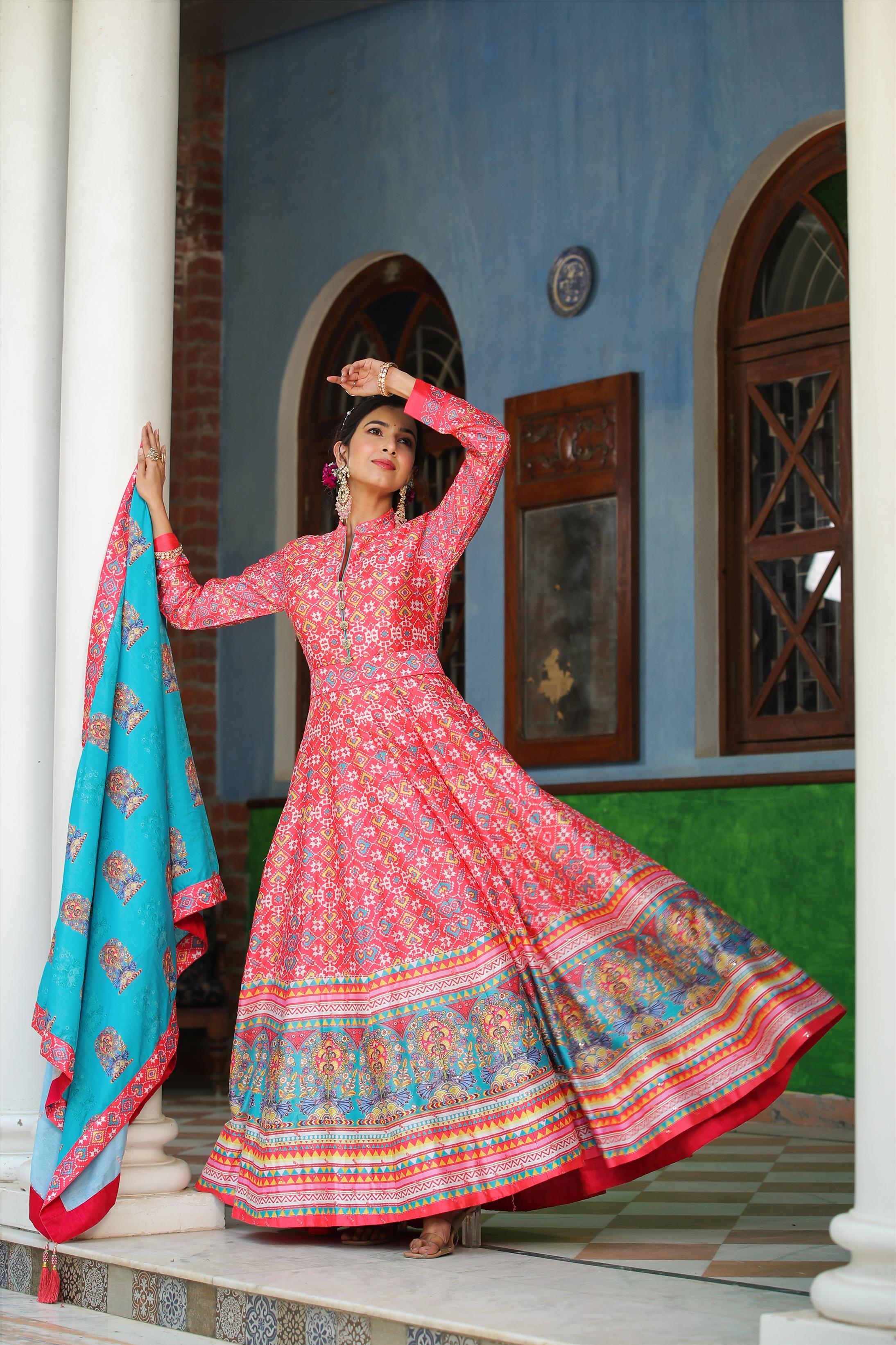 Buy Green Patola Print Dress Material Online- Lovely Wedding Mall