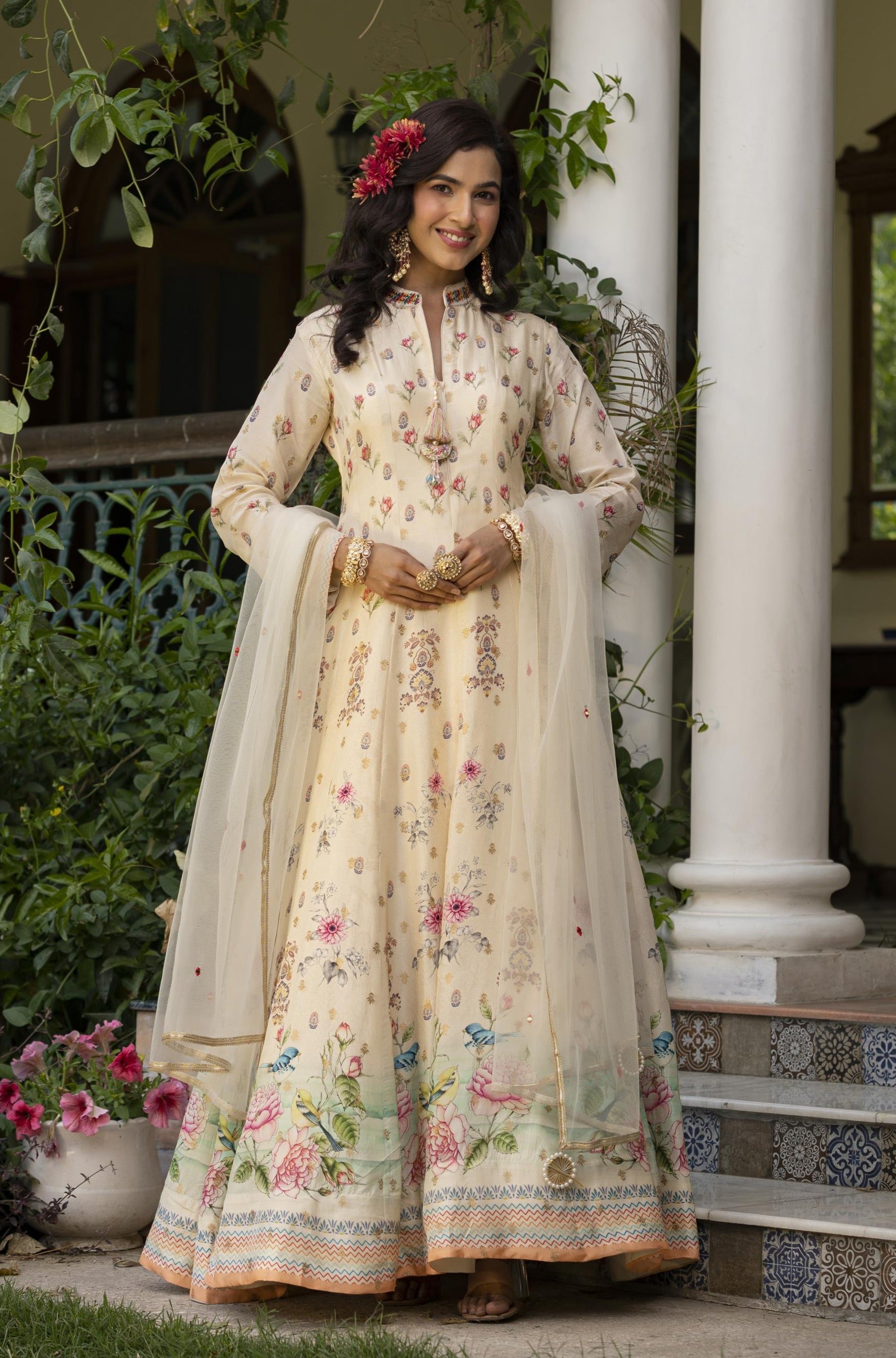 Silk Heavy Embroidered Dress with Embroidered Organza Dupatta (Unstitched)  (CHI-742) Online Shopping & Price in Pakistan